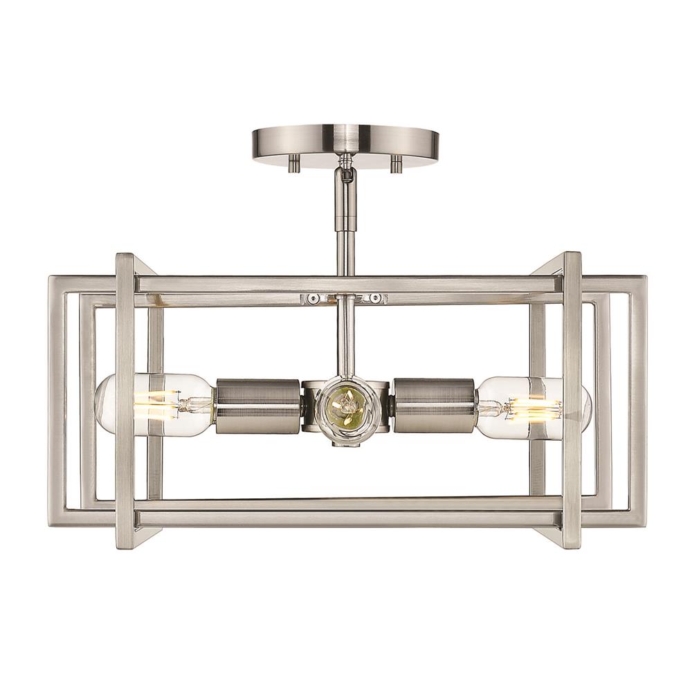 Golden Lighting 6070-SF PW-PW Tribeca Semi-flush in Pewter with Pewter Accents